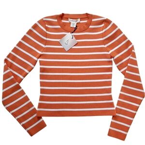 New W Tags Happily Grey Orange and White Striped Shirt size M
